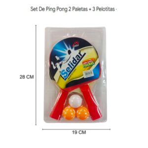 Paleta ping pong liviana con 3 pelotas. Blister 691