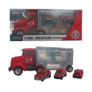 Camion transportador bombero con 3 vehiculos
