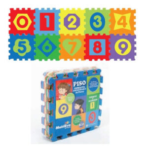 Piso goma eva x 10 piezas 30x30cm Numeros colores vivos y pastel