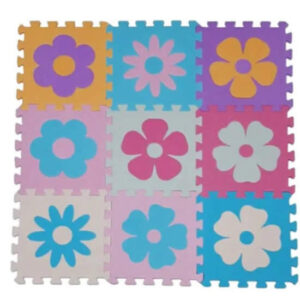 Piso goma eva x 9 piezas 30×30 Flores colores vivos y pastel