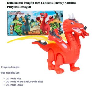 Dinosaurio 3 cabezas, con luz , sonido y proyecta imagen.