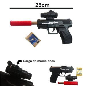 Pistola 25cm lanzadora de bolitas de hidrogel . bolsa 946