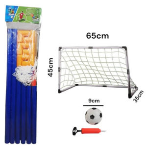 Arco de futbol. Con inflador y pelota. 65cm x 45cm x 35cm
