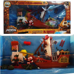 Barco Pirata. Trae accesorios, animales y piratas. Caja 41cm x 20cm