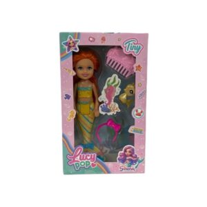 Muñeca Lucy Sirena 15cm con mascota y accesorios