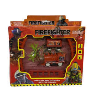 Pista de tren bomberos a pila con vagon. Armada 32.5 x44.5cm