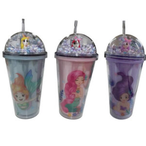 Vaso 450 ml sirenita con bolitas de tergopol en la tapa