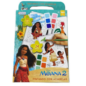 Pintando con acuarelas Moana. Contiene 30 hojas para pintar, acuarelas y pincel.