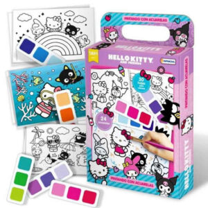 Pintando con acuarelas Kitty. Contiene 30 hojas para pintar , acuarelas y pincel.
