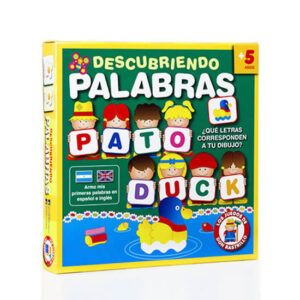 Juego palabras. Descubriendo Palabras. Edad + 5. Fichas de cartón, Castellano e inglés.