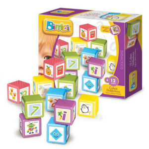 Set de cubos apilables x10,con sticker de números,figuras y letras