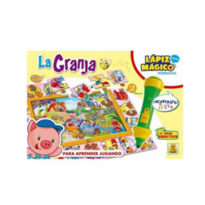 Juego interactivo La granja, puzzle de 35 piezas para marcar las opciones con el lápiz que realizará sonidos demostrando aciertos y desaciertos