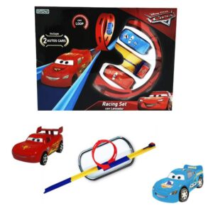 Cars Pista Racing Set. Con loop y lanzador, incluye 2 autos.