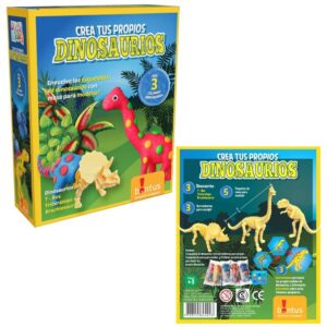 Crea tus Dinosaurios. Envuelve los esqueletos con masa para modelar,