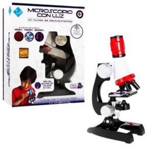 Juego de ciencia.Microscopio con luz. Lente Óptico. Rango de aumento: 3 niveles Cabezal: Monocular. Con accesorios.