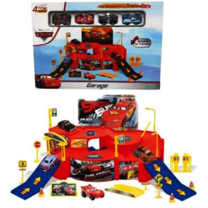 Garage Cars. Trae 4 autitos y accesorios, tiene 3 rampas.
