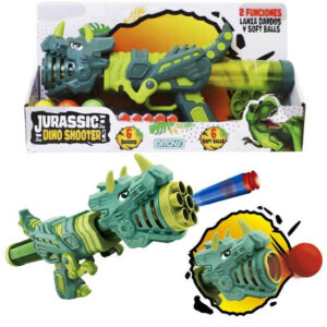 Jurassic Dino Shooter. 2 funciones. Trae 6 pelotas y 6  dardos