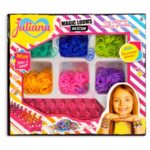 Juliana crea pulseras, collares y anillos. Incluye telas y aguja