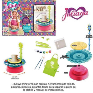 Juliana Diseños Ceramica.. Incluye mini torno, arcilla, herramientas de tallado, pinturas , delantal y tanza .