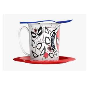 Taza con plato y cuchara de Spiderman