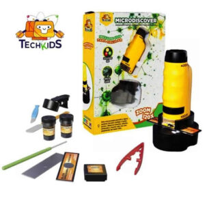 Juego de ciencia. Microdiscover. Microscopio portatil, ampliacion hasta 120x.Con 11 accesorios
