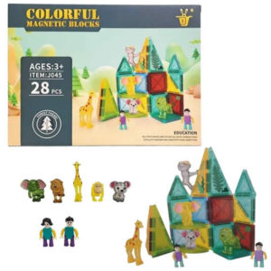 Bloques magneticos x28 piezas, incluye 5 animalitos y 2 muñecos.