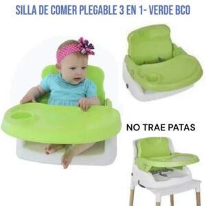 Silla de comer Booster verde blanco 3 en 1. NO trae las patas plegables. Soporta hasta 15 kg