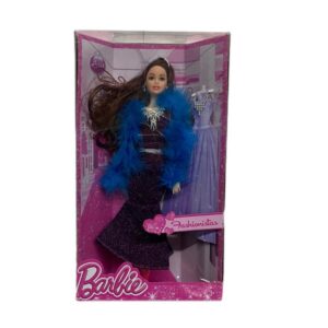 Muñeca Fashion con vestido de lujo, accesorios y zapatos altos.