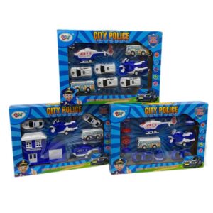 Set de autos policia con vehiculos y accesorios.(3 modelos) Caja 37 x 23cm