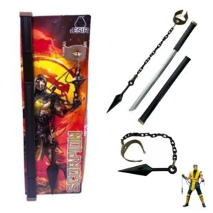 Katana Scorpion 70cm + Kunai con cadena y brazalete Mortal Kombat